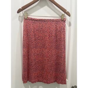 Diane Von Furstenberg Pink Leopard Skirt 100% Silk Sz 4
